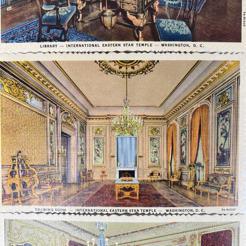 International Eastern Star Temple Postcard Lot 6 Unposted Study Treasure Room - Picture 3 of 8